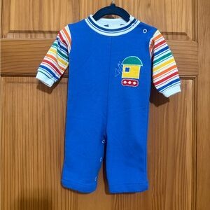 Vintage Healthtex Rainbow Bulldozer Baby One Piece Romper 6m